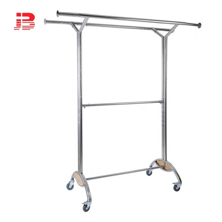 Metal fashion retail clothing displays rack shelf adjustable