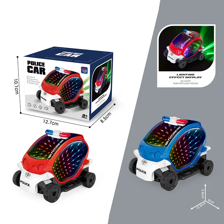 Battery Operated 360 Degree Spin Transparent Flashing Light Universal Wheel 3D Concept Gear Car Toy
