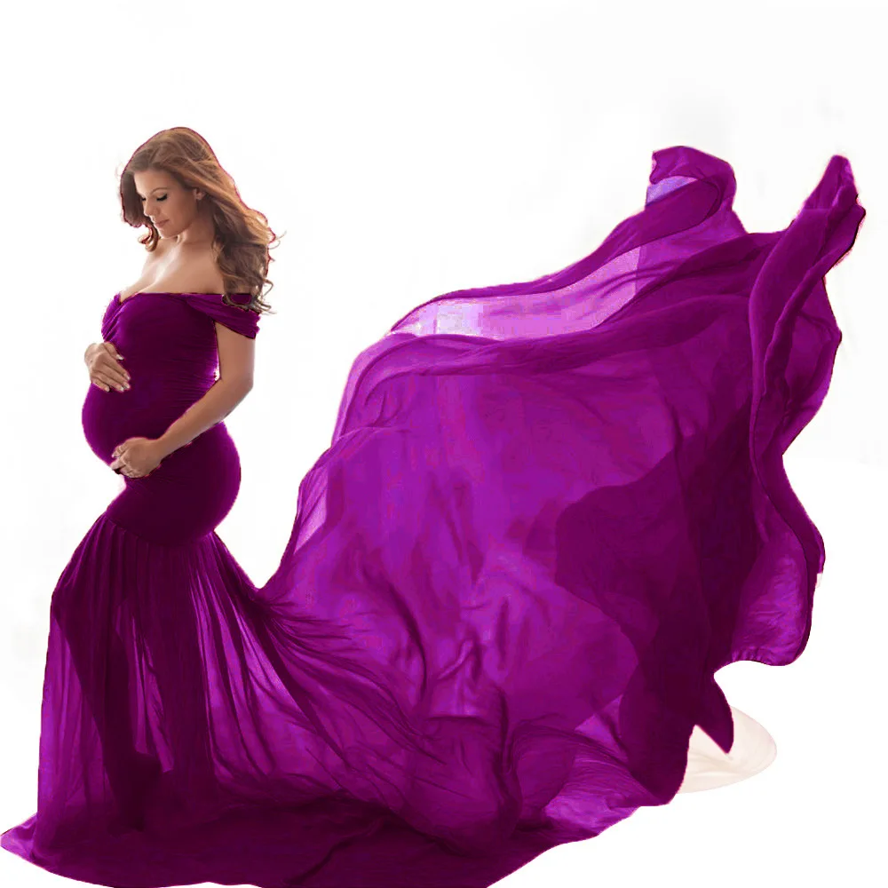 Hjindpr Maternity Dress for Photoshoot Chiffon Robe Pregnancy Photography  Dress for Baby Shower Aqua at Amazon Women's Clothing store