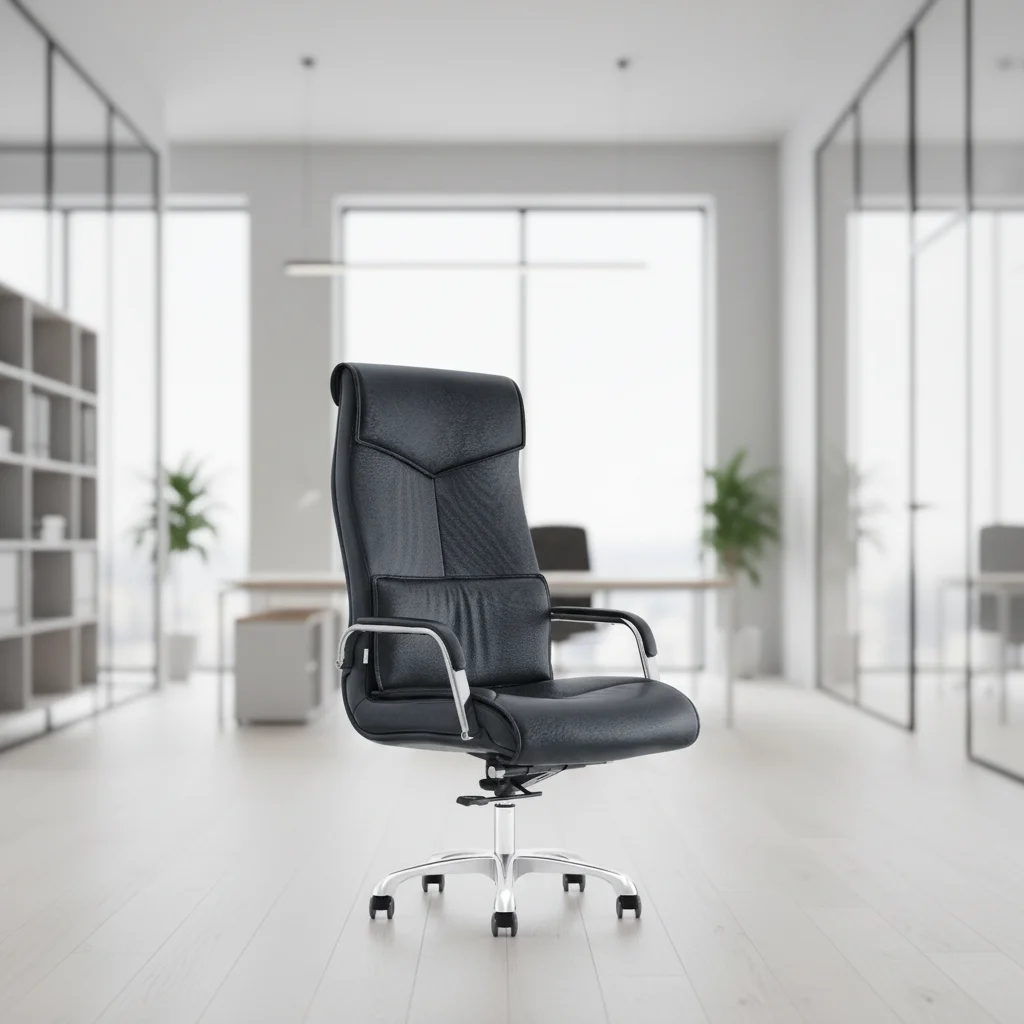 Modern Ergonomic High Density Foam PU Leather Executive Office Chair with Adjustable Height and Aluminium Base 3