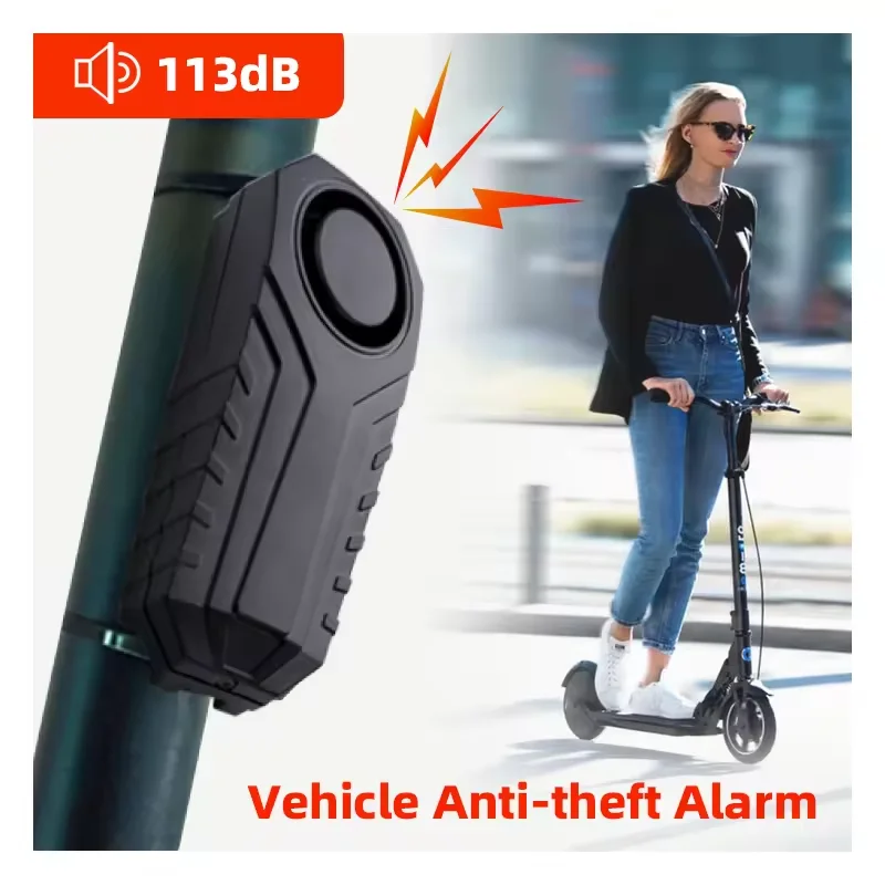 KCMYTONER 1 Pack Fiets Alarm met Afstandsbediening Verstelbaar Volume 113 dB Draadloze Anti-Diefstal Trillingen Waterdichte Beveiliging Fiets Motorfiets Alarm Trillingen Bewegingssensor Alarm