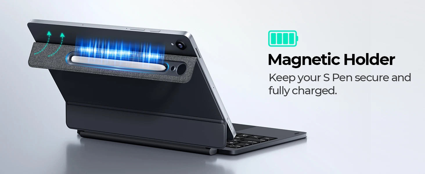 product laudtec magnetic keyboard case for samsung tab s9 11 7 color backlit trackpad lcd display 64 key pu leather-4