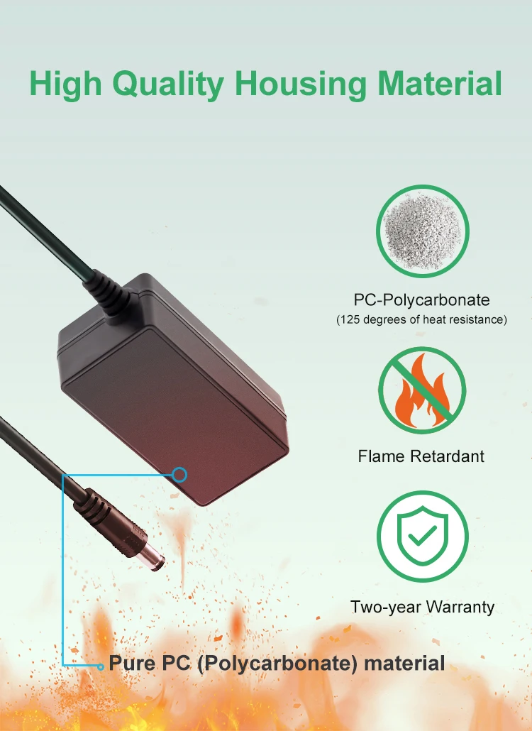 24V 2.5A 60W wall mount power supply universal interchangeable plugs 5.5*2.1*10mm with UL CE FCC RoHS approval supplier