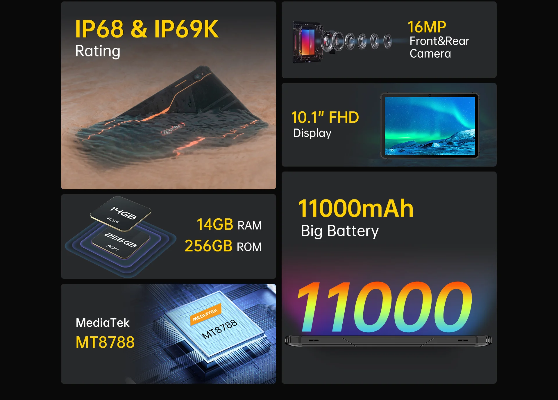 Tablet OUKITEL RT5, 256 GB, 4G (LTE), 10,1 ", Nero - Foto 11