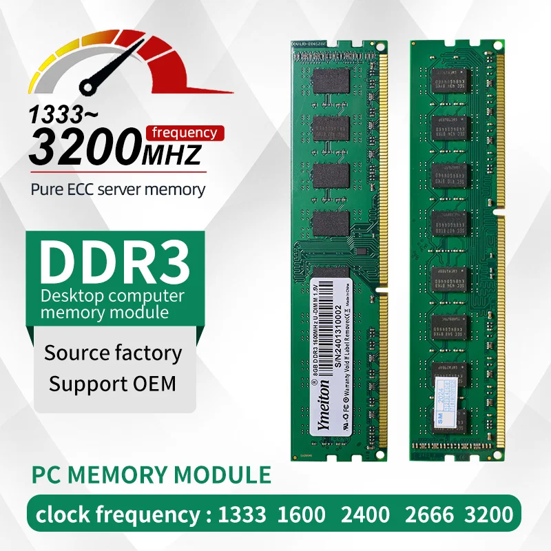 RAM DDR3 4GB 8GB U-DIMM 1600HZ for Desktop Computer Ymeiton