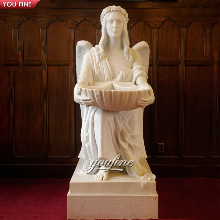 Life Size Hand Carved White Marble Kneeling Angel Statue for Garden ...