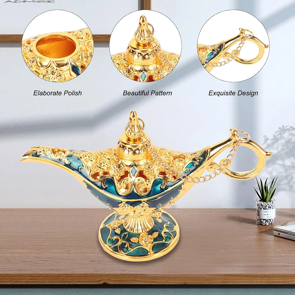 Antique Style Custom Colorful Metal Aladdin Magic Lamp Sculpture