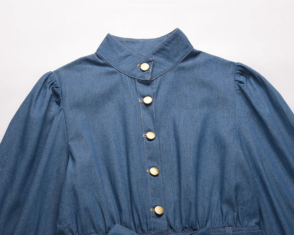 New Arrival Elegant Long Sleeve Denim Dress for Ladies Plus Size Women's Clothing