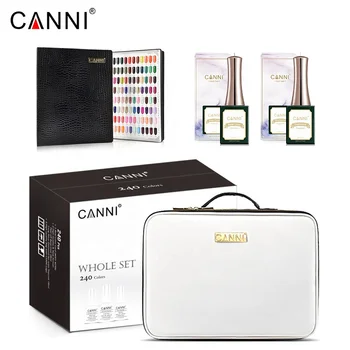 CANNI Gel Polish 240 Colors Whole Set Manicure Nail Art Salon UV Gel Peel Off Base Coat Long Wear No-wipe Topcoat + Color Card