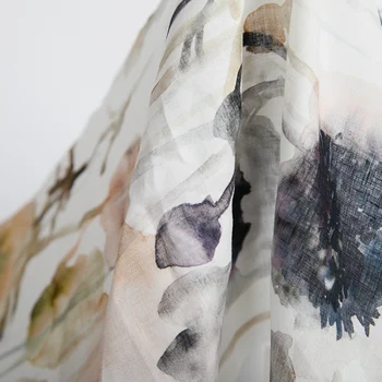 Eco-friendly woven digital print fabric linen print fabric linen printed for garments