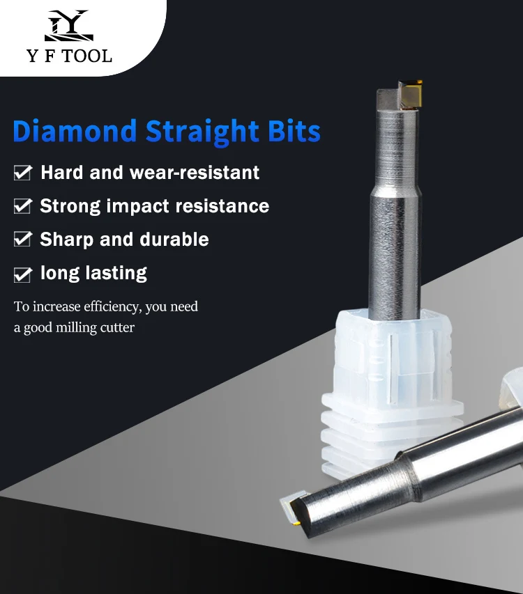 Single Flute Diamond Mcd Straight Bit Pcd Polishing Bits For Acrylic ...