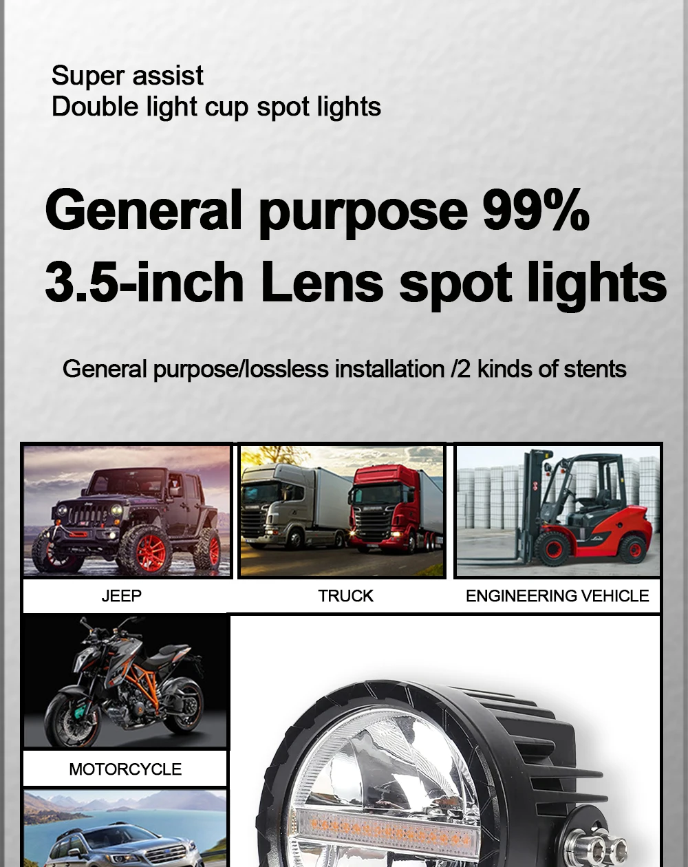 TK 3.5 Inch White Yellow Optional High Low Beam Car SUV Offroad Motorcycle ATV UTV BUS Truck LED Work Driving Head Fog Light For