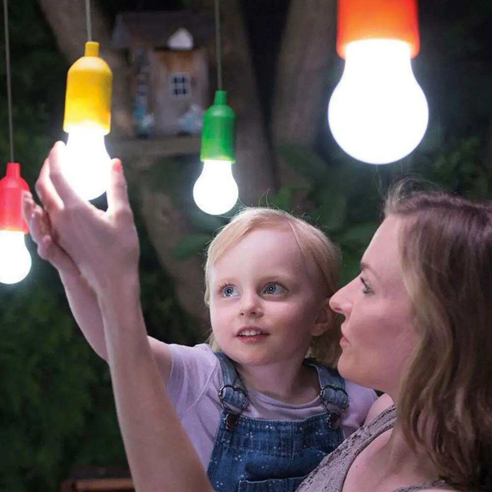 LED Portable Night Light Colorful Hanging Pull Cord Bulb Party Wedding Xmas Decoration for Kids Bedroom Tent Reading Lamp
