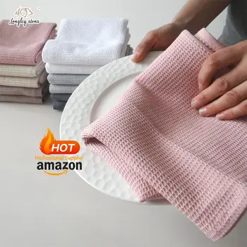 Cotton Waffle Cleaning Solid Color Kitchen Tea Dish Towel