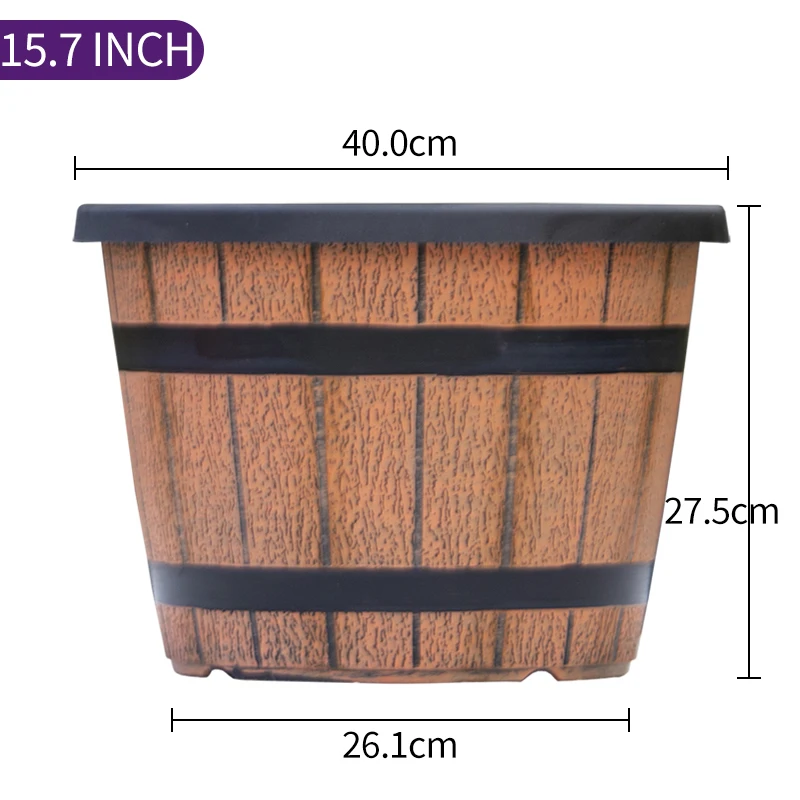 Multi Size 8 10 12 14 16 Inch Diameter Plastic Barrel Planter Pots Wholesale for Plants Flower Home Garden Decorative