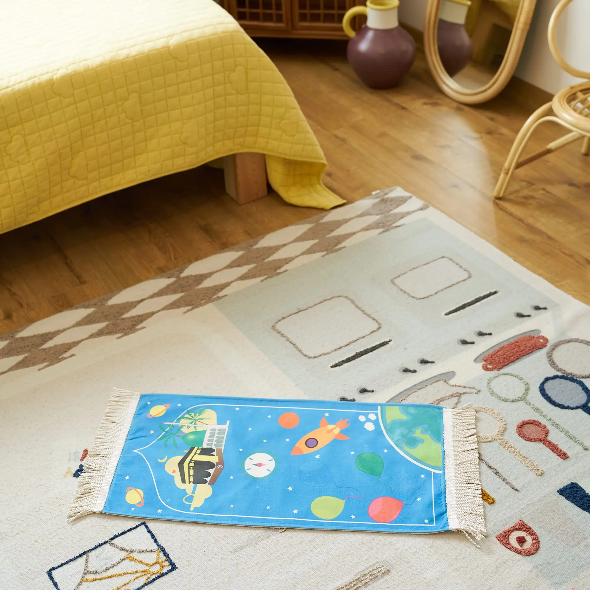 Cartoon  Muslim Islamic Kids Prayer Mat Portable Prayer Mat Padded Kids Prayer Rug for Ramadan Gifts