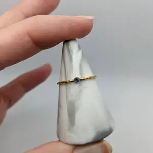 Jewelry Price Wholesale Best Reviewed Fashion 925 Sterling Silver Stacking Rings 14k Gold Blue Sapphire Stacking Ring for Women