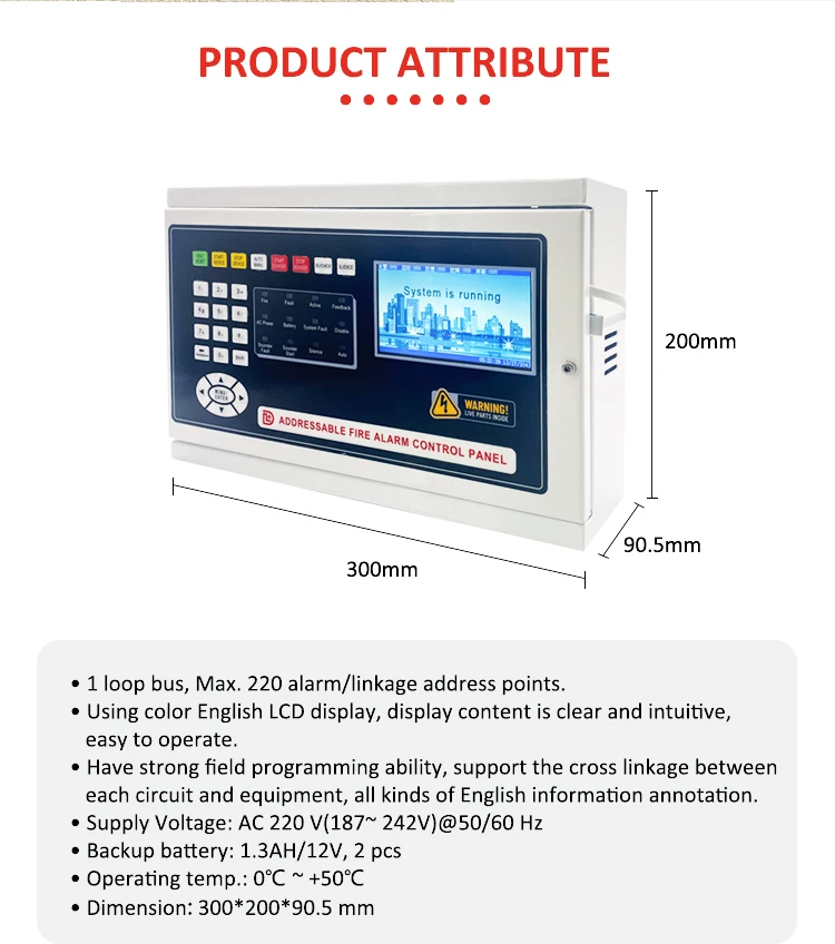 1 Loop Addressable Fire Alarm System Addressable Control Panel WIth ODM ...