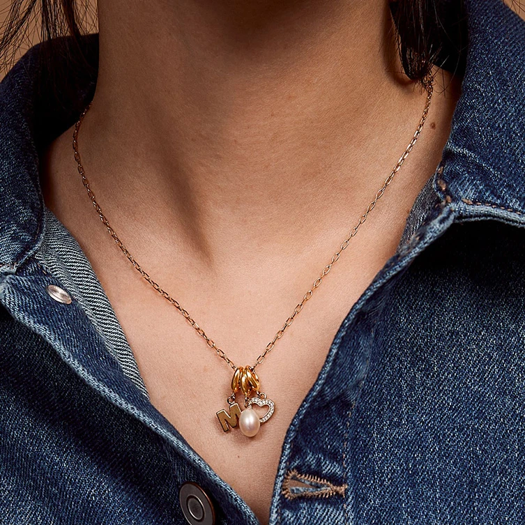Collana Argento Placcato Oro Perline Smaltate