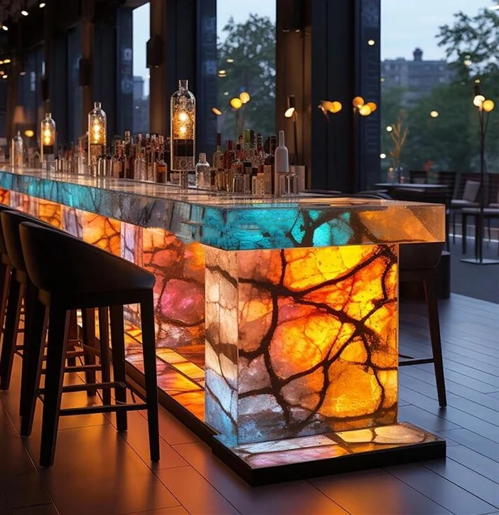 Indbyggede Kaffeborde og Spiseborde, Stuemøbler, Guldrandet Marmor med Stålunderstel, Moderne Ø-bord, Poleret Tavolino