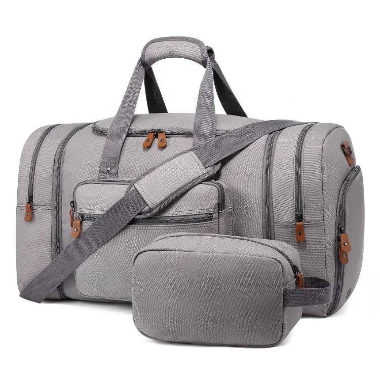 Evercredit Women Large Capacity Weekend Short Travel Bag Stripe Canvas Luggage Sport Gym Travel Duffle Bag With Shoe Compartment