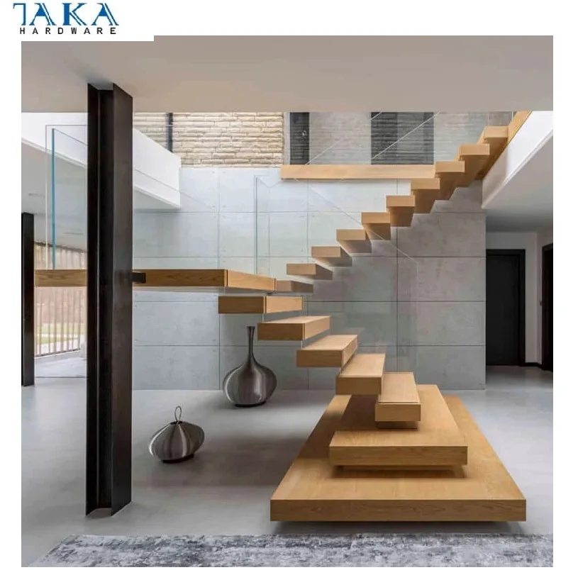 Modern Home Floating Stairs Decoration Staircase Design Wooden Treads ...