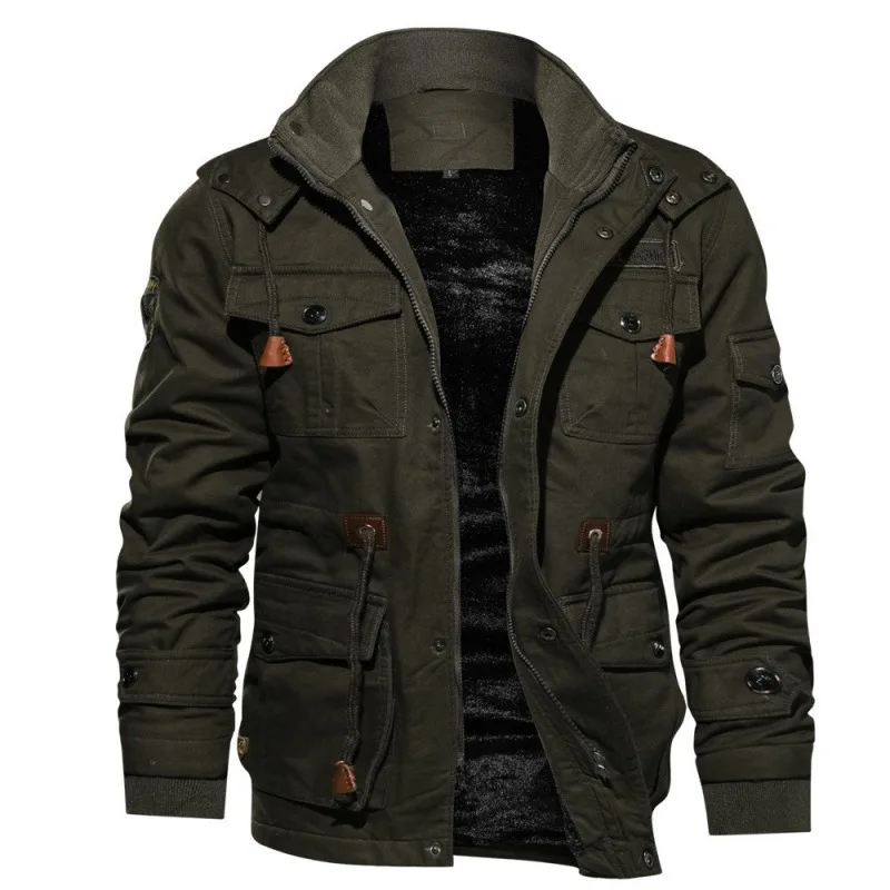 Designer Denim Fabric Cotton Winter Plus Size Men's Cargo Safari Bomber Jacket_voghion.com