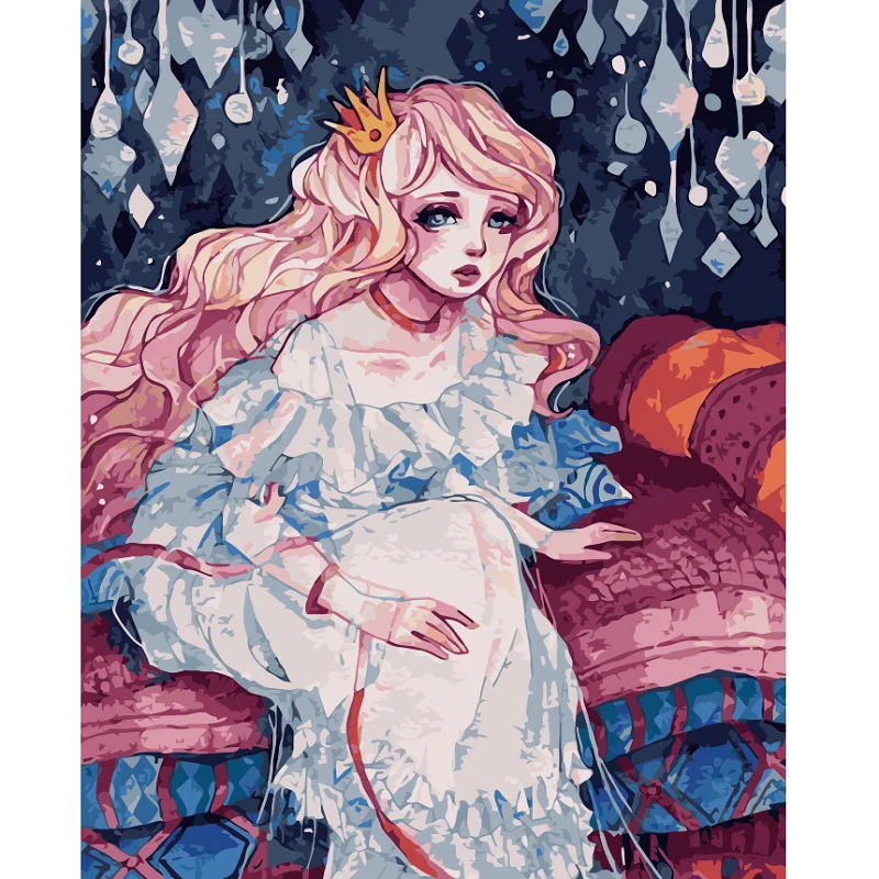 Custom Canvas Beautiful Girl Portrait Flower Landscape Picture Wall Decor Creative Gift DIY Oil Painting by Number for Kids