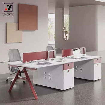 Modern Office Furniture Particle Board Desktop Computer 4 Person Office Desk For 4 Seater Workstation
