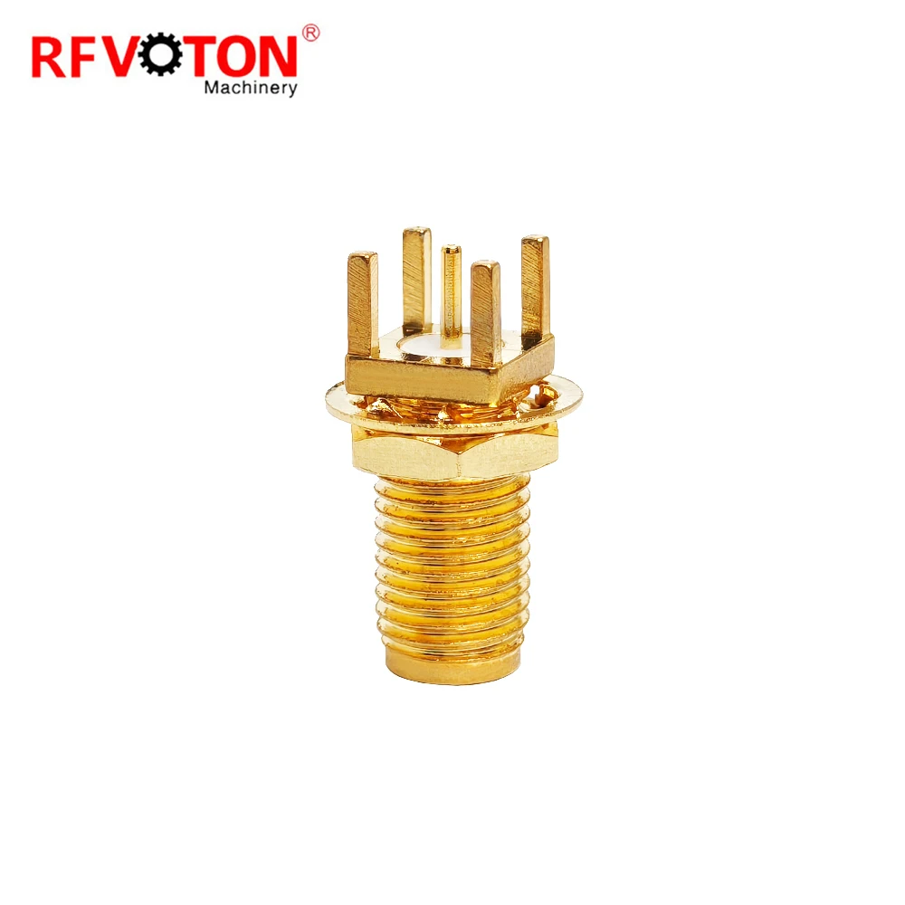 Factory Price Sma Female Jack Hembra Bulkhead Straight PCB Edge Rf Coax Coaxial Connector Connectors (rf) Converter Copper SMA
