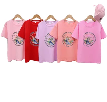 Summer new round neck cute t shirt for kids cartoon print comfortable cotton short sleeved girl T-shirt teenage girls clothing