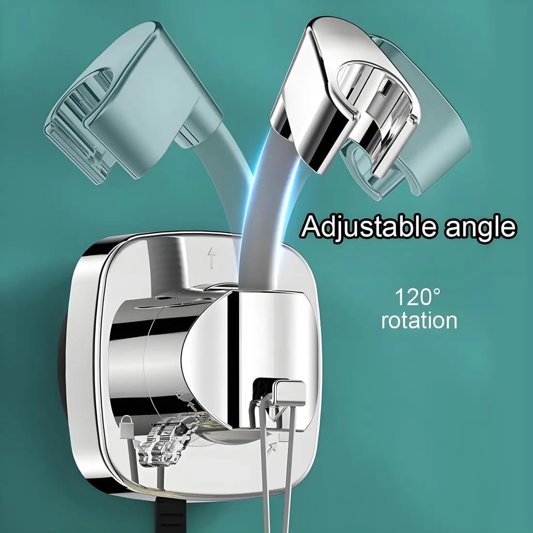 Flexible shower holder VELLORA with vacuum suction cup, with hook, no drilling