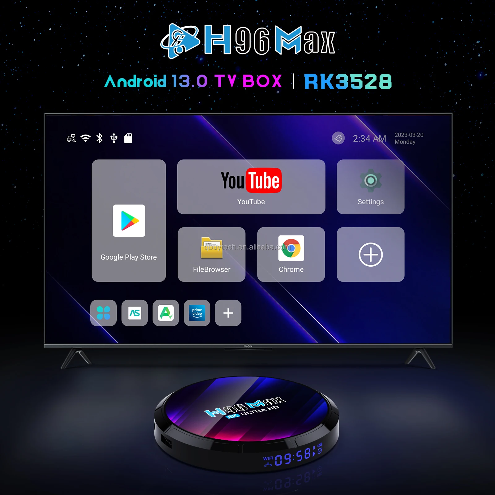 Cheapest Factory Price H96 MAX RK3528 8GB 128GB Android 14