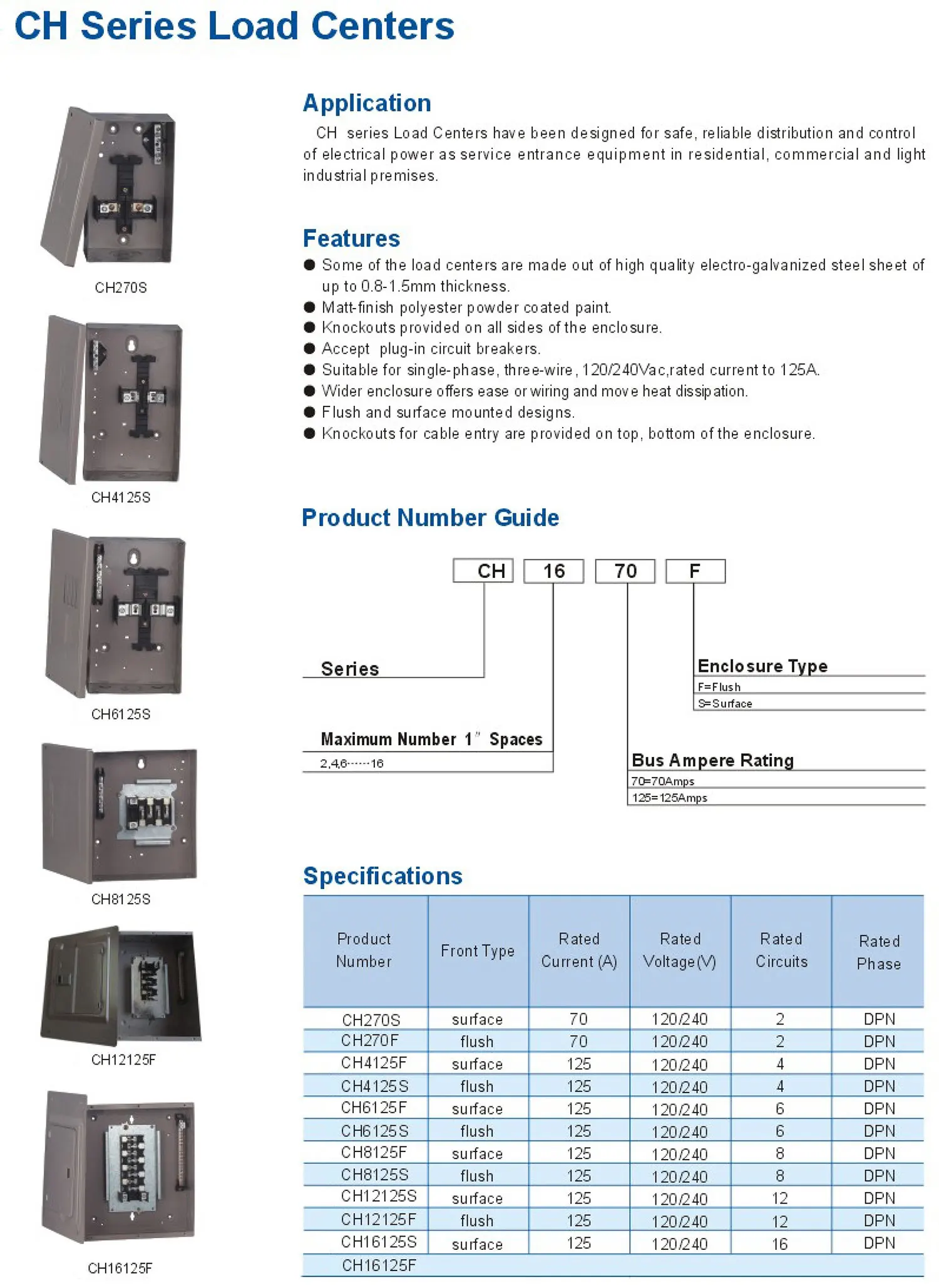 2 Pole 20 30 40 50 60 Amp CHF220 CHF230 CHF240 CHF250 CHF260 Type CHF Circuit Breaker with trip flag