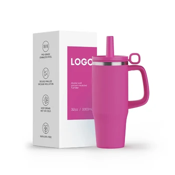 2024 New Customized 32oz 40oz 50oz Travel Mug With Lid and Straw Cover Tumbler Stainless Steel Vacuum Insulated Coffee Tumbler