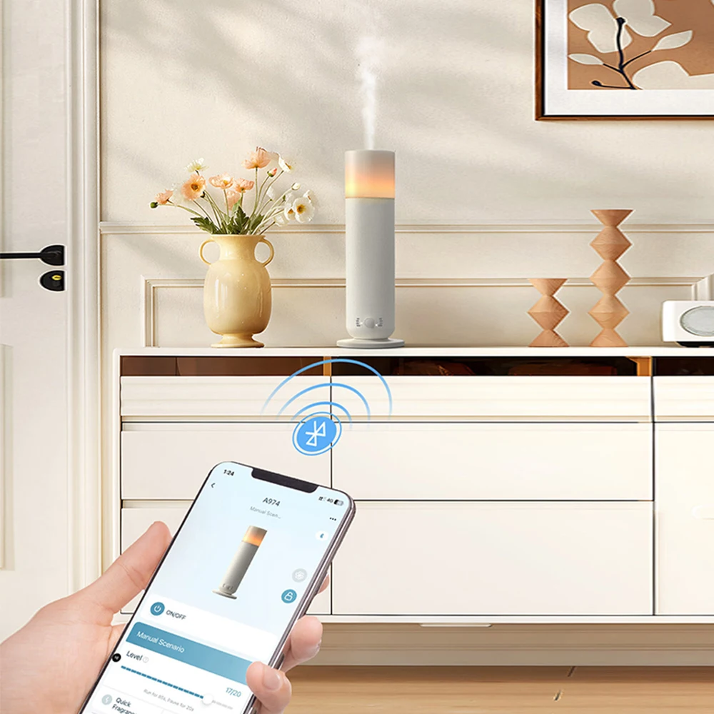 SCENTA Smart Waterless Aroma Essential Oil Diffuser for Room,Tabletop LED Light Electric Bluetooth Room Scent Diffuser Machine