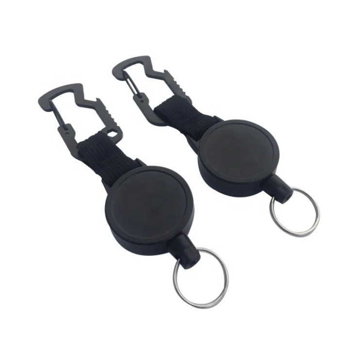 Schwarz Retractable Schlüsselanhänger Key Reel Mit Karabiner