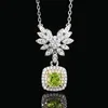 Ice Flower cut apple green pendant with chain