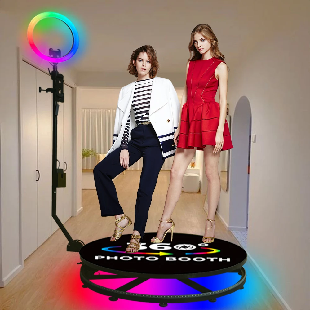 With Remote Control  Photo Booth 360 Automatic Manual Spin Full Length Video Camera Booth Portable Ready to Ship Photo Booth
