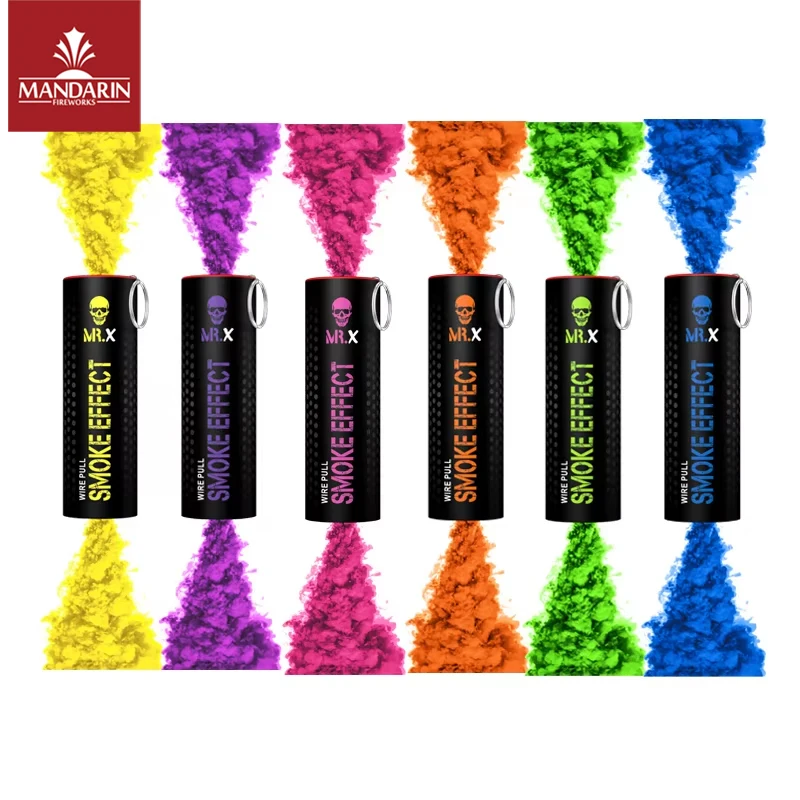 Chinese Factory Wire Pull Dual Smoke Color Flare rainbow Colors Smoke Fireworks China Daytime Pyro Smoke Bombs for Photography