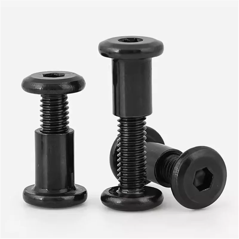 Stainless Steel Hex Drive Socket Cap Use For Cot Bed Crib Bolt & Cap Nut Kit Screw Post Fit For Furniture Black - View #3