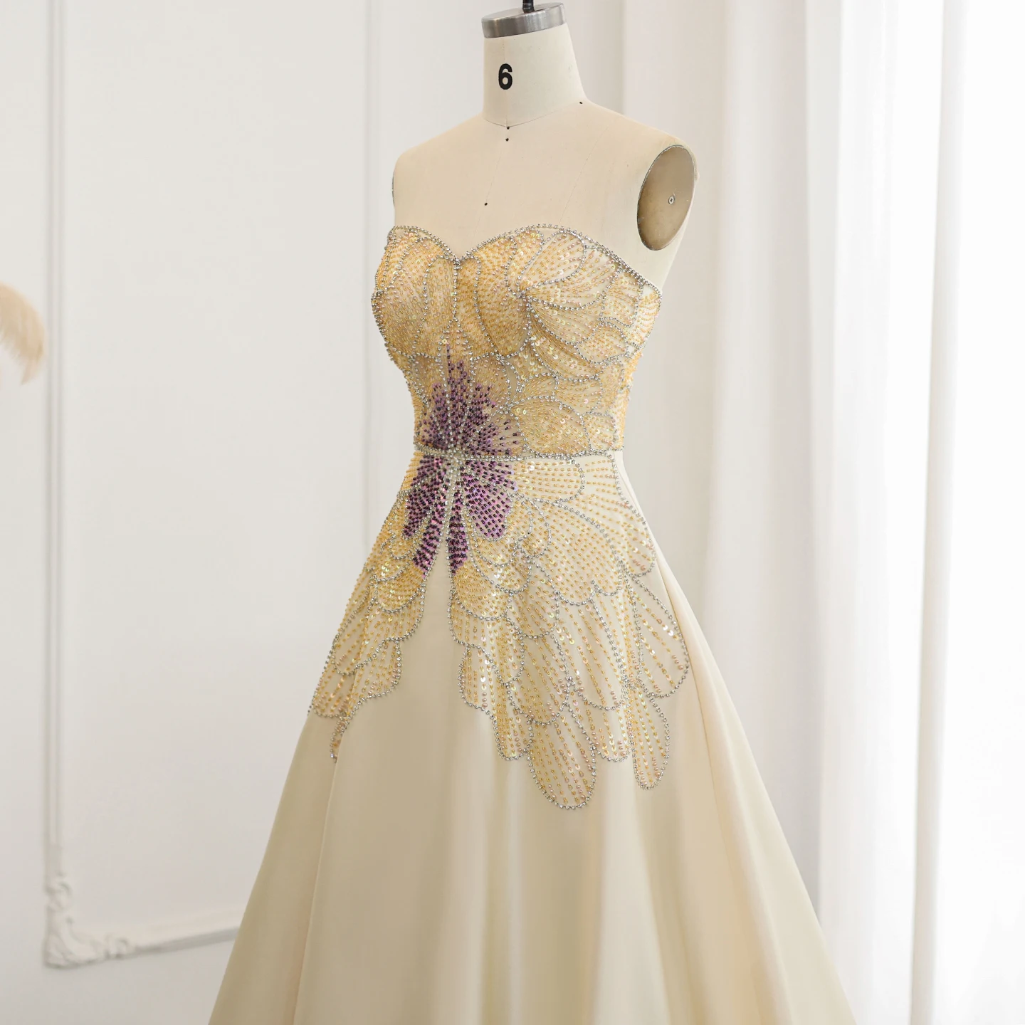 Sharon Said SS467 Luxury Beaded Butterfly Beige Evening Dresses Elegant Sweetheart Satin Prom Party Gowns Sharon Said SS467 Luxury Beaded Butterfly Beige Evening Dresses Elegant Sweetheart Satin Prom Party Gowns