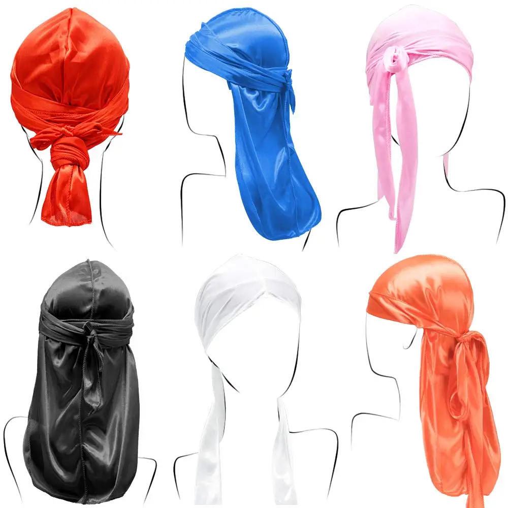 Атласный шелковый шарф Durag с принтом на заказ пиратский мужской головной убор повязка для волос бандана оптовая продажа дизайнерский durag