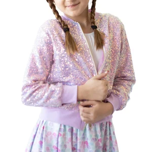 OEM Reversible Sequin Children Toddler Girl Spring Jacket Sequin Zip up Jackets for Girls