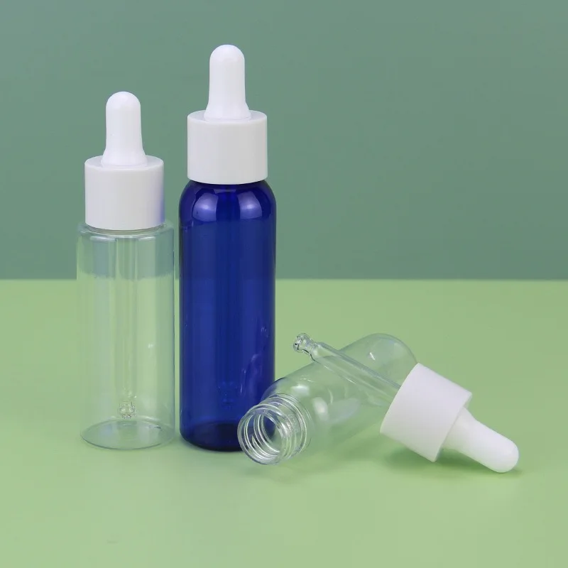Wholesale Round Transparent Glass Dropper Bottle 20ml 30ml 50ml Oil Bottle Cosmetic Packaging Plastic Bottle
