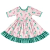 Pink Cute Bunny 3/4 Sleeve Ruffle Dress
