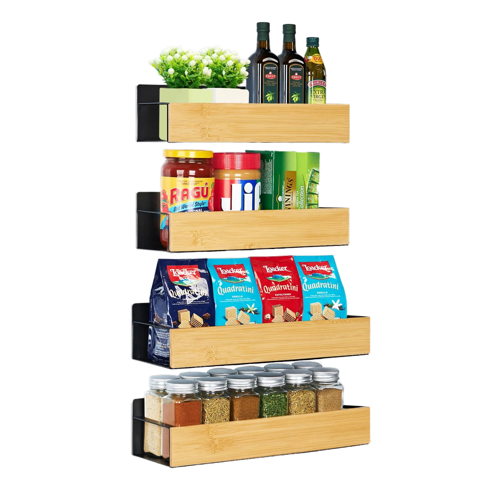 Kitchen Organizer Storage Wall-Mount Drain Rack Space Saving Kitchen Storage Magnetic Spice Racks for Refrigerator
