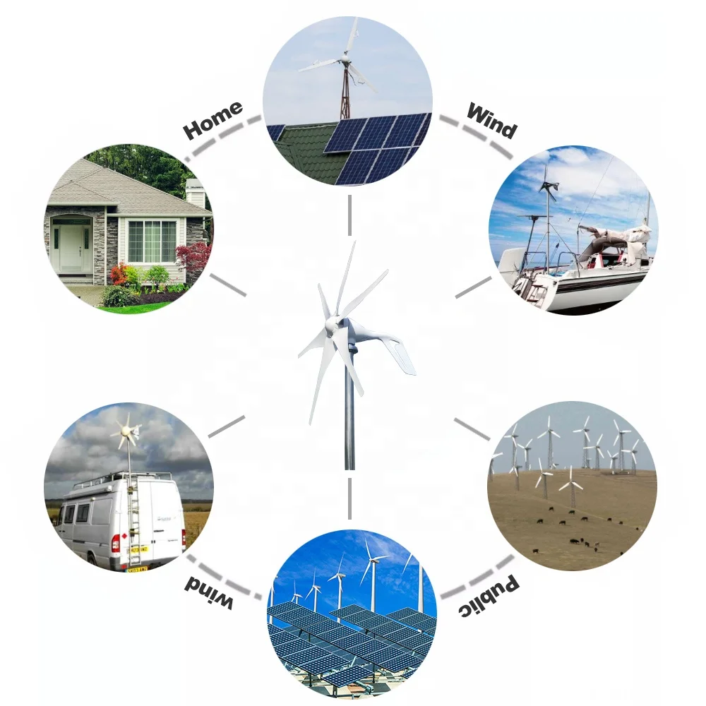 Smaraad Horizontal Wind Turbine Generator for Home 1kw 12v 24v CE SC 3 Phase Permanent Magnet Generator 6 Blades 20 Years