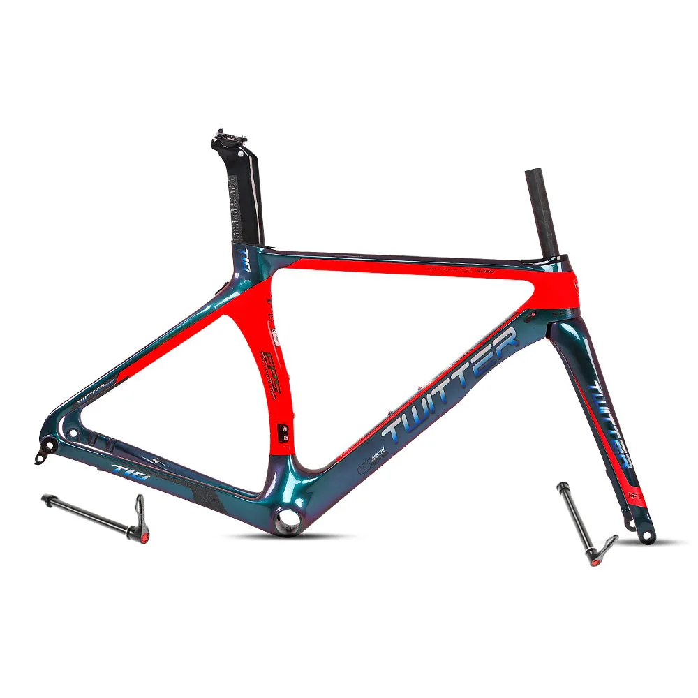 Twitter T10 chromoly color road bike frame 700c holographic T800 carbon fiber disc road bicycle frameset