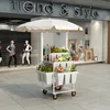 White, with 18 flower pots and umbrellas